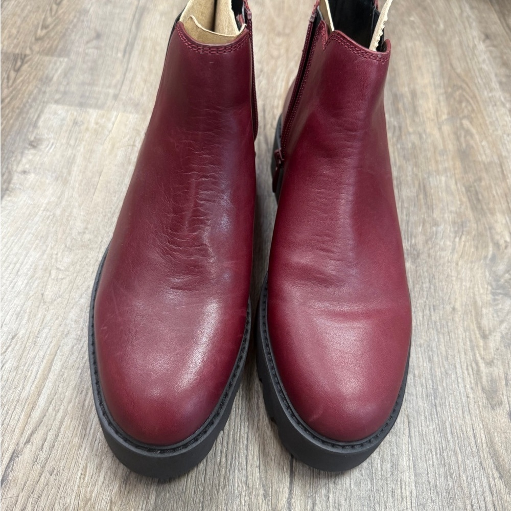Franco Sarto Burgundy Leather Mini Boots Size 9